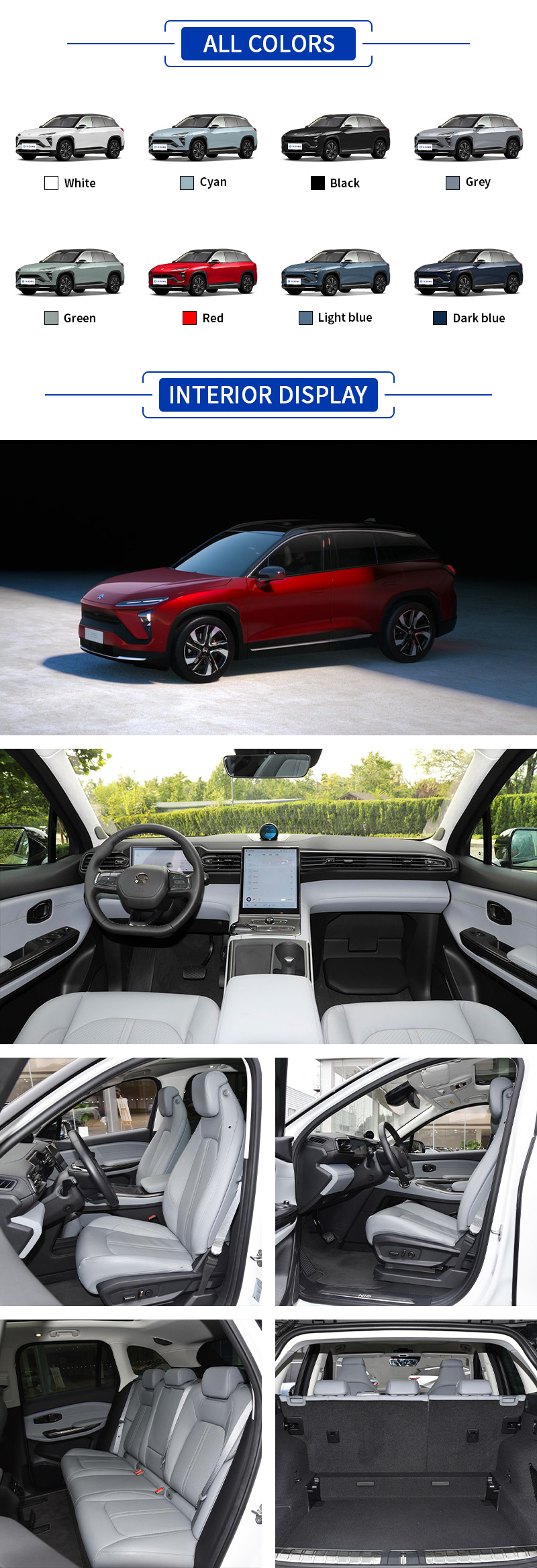 NIO ES6 All Colors,NIO ES6 All Interior Display